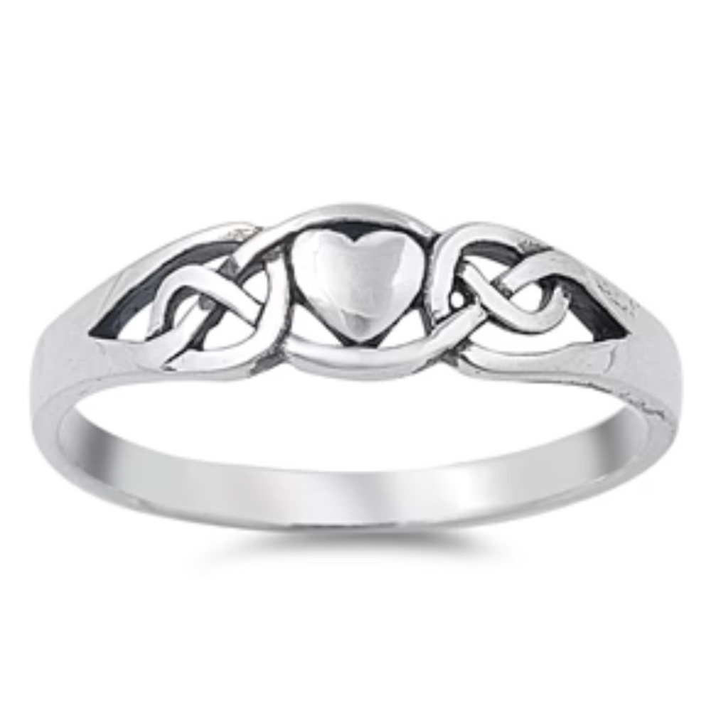 Sterling Silver Celtic Heart Ring – Size 8